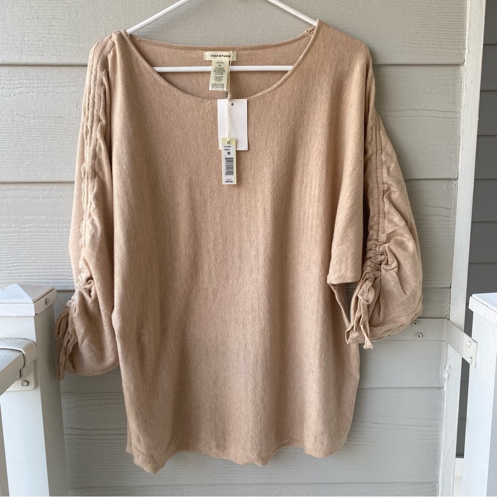 MAX STUDIO Ruched Sleeve Knit Sweater - Picture 4 of 11